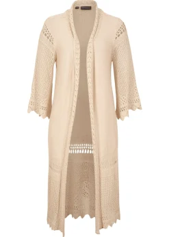 Best Cárdigan largo de ajour Mujer Jerséis|Ropa De Punto