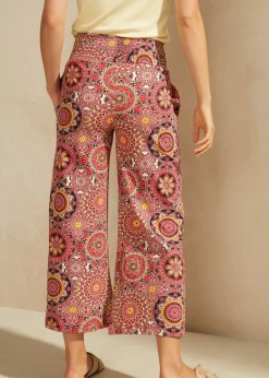 Clearance Culotte ancho capri de punto con cinturilla ancha de nido de abeja Mujer Pantalones