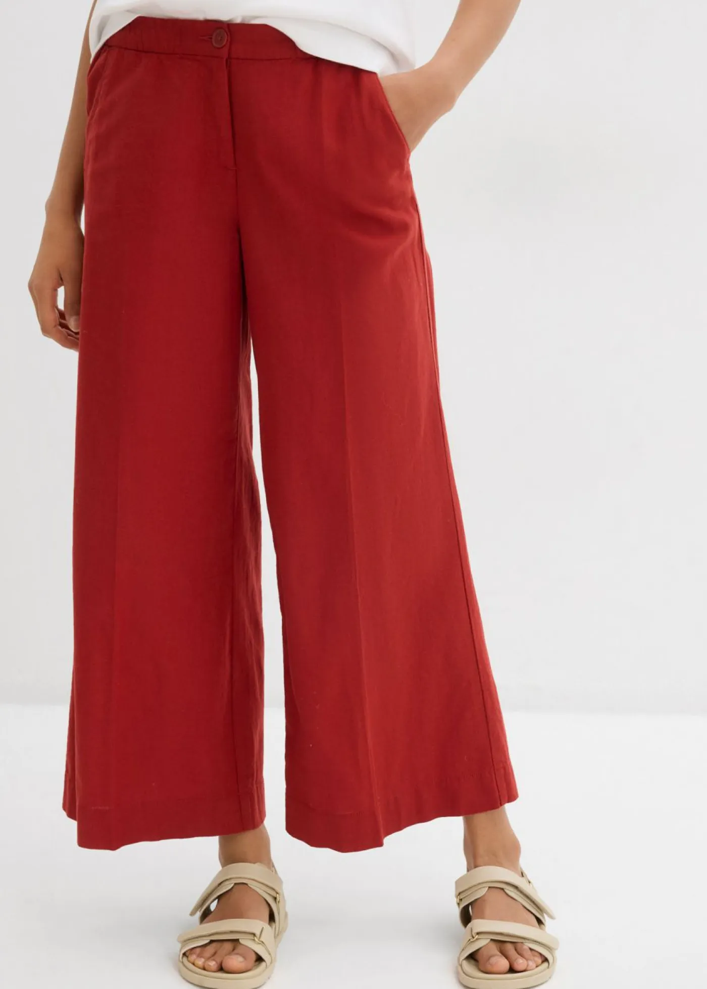 Sale Culotte de mezcla de viscosa con cinturilla elástica Mujer Esenciales|Pantalones
