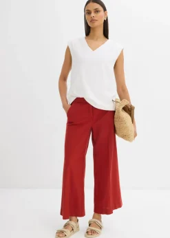 Sale Culotte de mezcla de viscosa con cinturilla elástica Mujer Esenciales|Pantalones