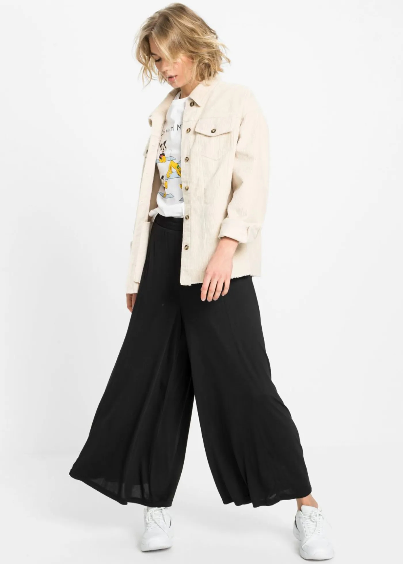 Clearance Culotte de punto con pierna ancha Mujer Pantalones|Novedades