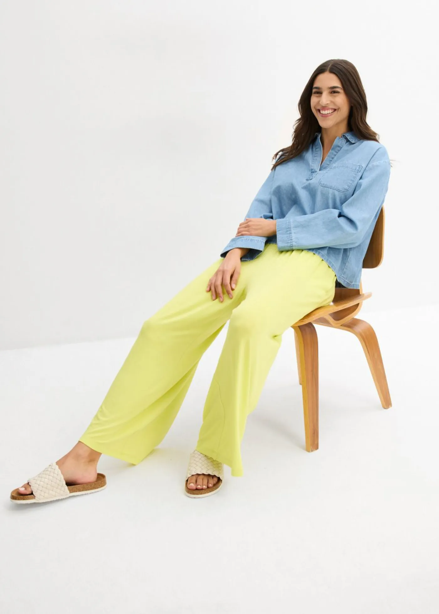 Best Culotte de viscosa fluida Mujer Básicos|Pantalones