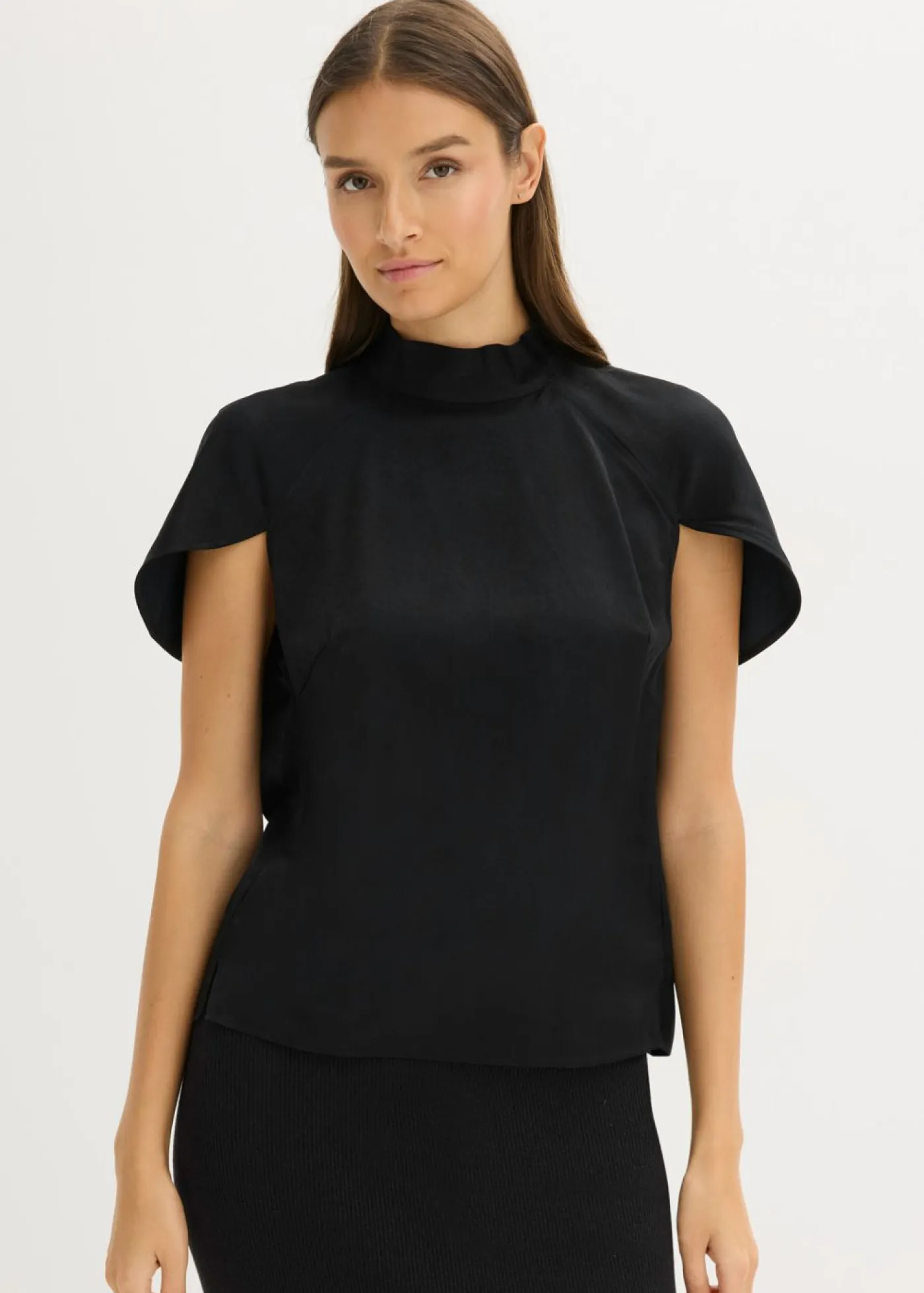 Outlet Elegante blusa de manga corta de satén brillante Mujer Camisas Y Blusas