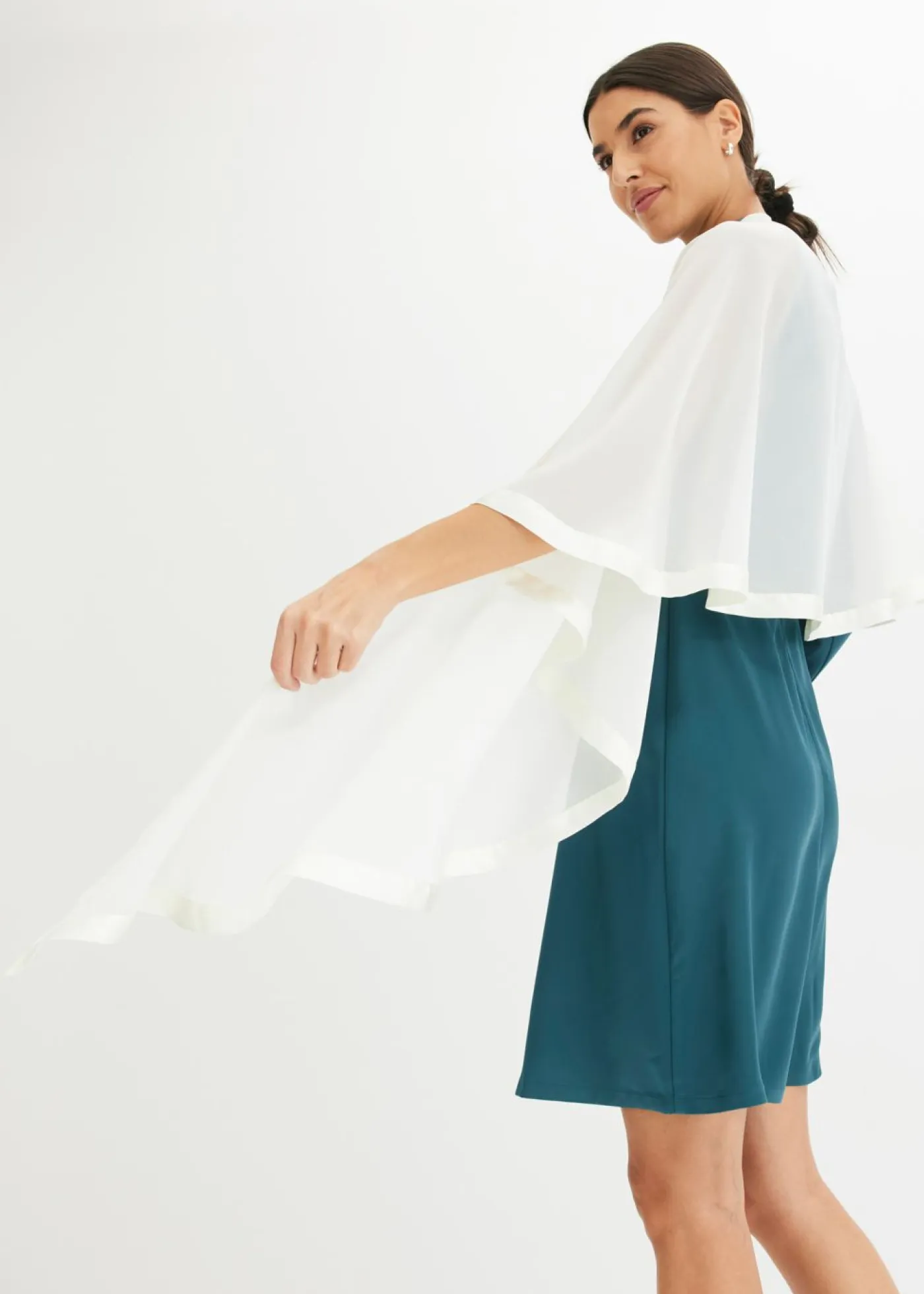 Online Estola con un delicado detalle de satén Mujer Ponchos|Jerséis