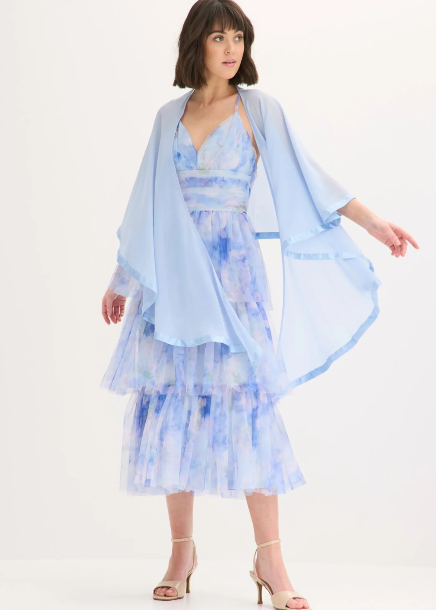 Sale Estola con un delicado detalle de satén Mujer Ponchos|Jerséis