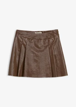 New Falda corta de piel sintética con pliegues Mujer Faldas