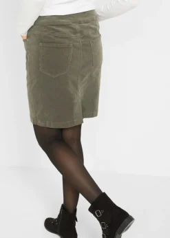 Online Falda de algodón de pana, elástica, con cintura cómoda Mujer Faldas