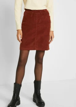 Clearance Falda de algodón de pana, elástica, con cintura cómoda Mujer Faldas