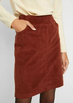 Clearance Falda de algodón de pana, elástica, con cintura cómoda Mujer Faldas