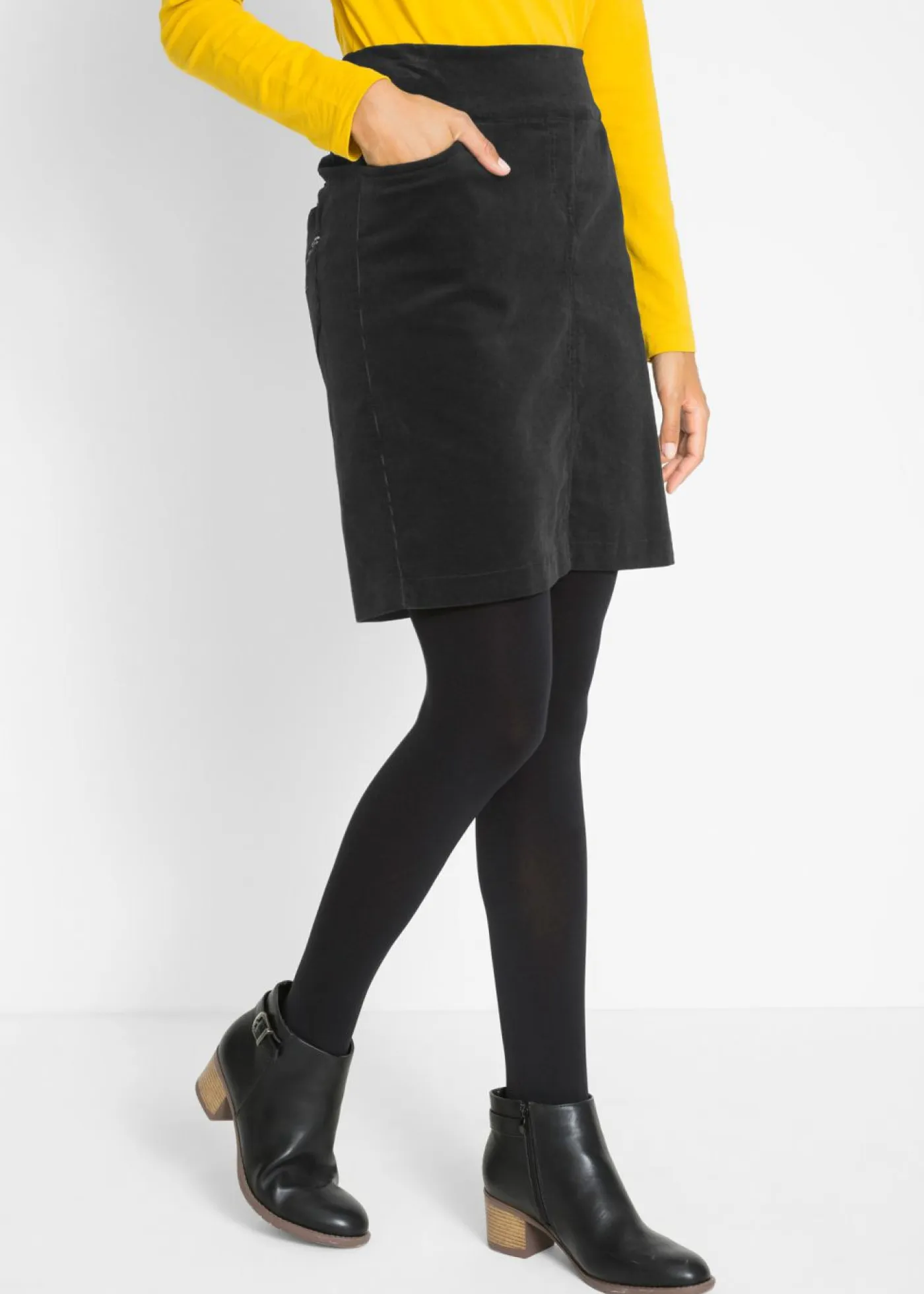 Best Falda de algodón de pana, elástica, con cintura cómoda Mujer Faldas