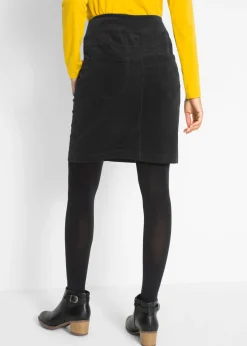 Best Falda de algodón de pana, elástica, con cintura cómoda Mujer Faldas