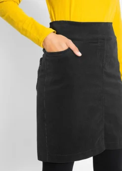 Best Falda de algodón de pana, elástica, con cintura cómoda Mujer Faldas
