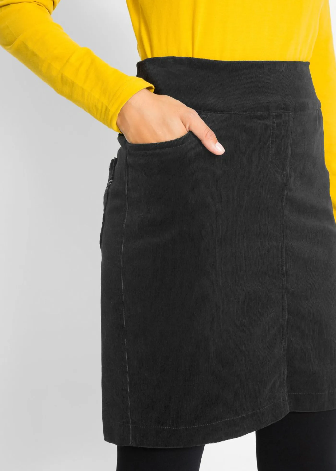Best Falda de algodón de pana, elástica, con cintura cómoda Mujer Faldas