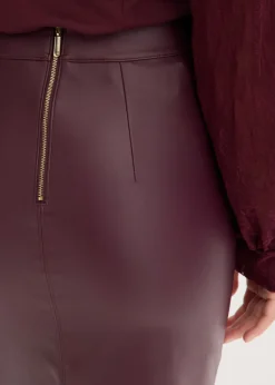 Clearance Falda de piel sintética hasta la rodilla con ajuste favorecedor Mujer Faldas