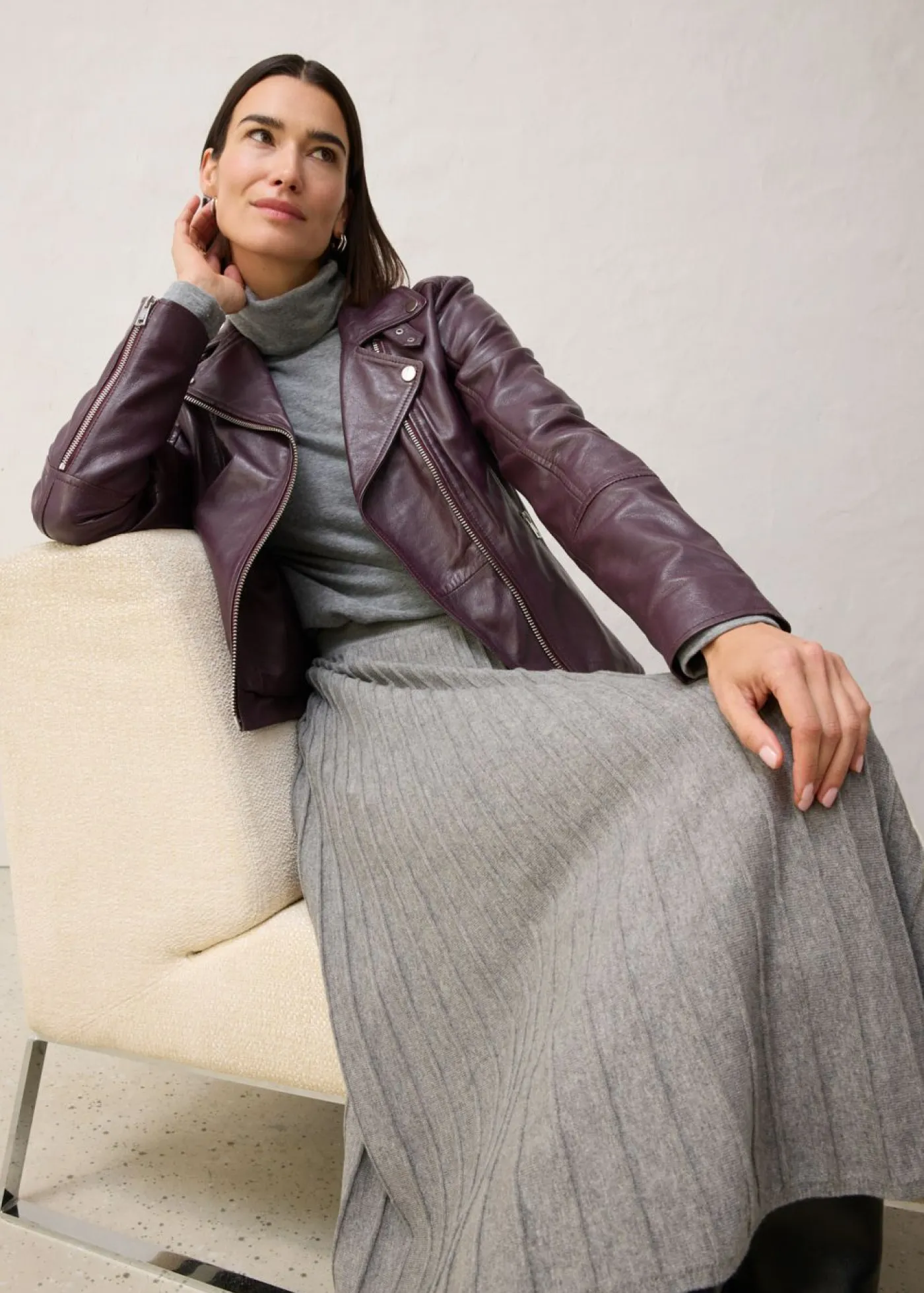 Sale Falda de punto con lana merino Mujer Premium|Faldas