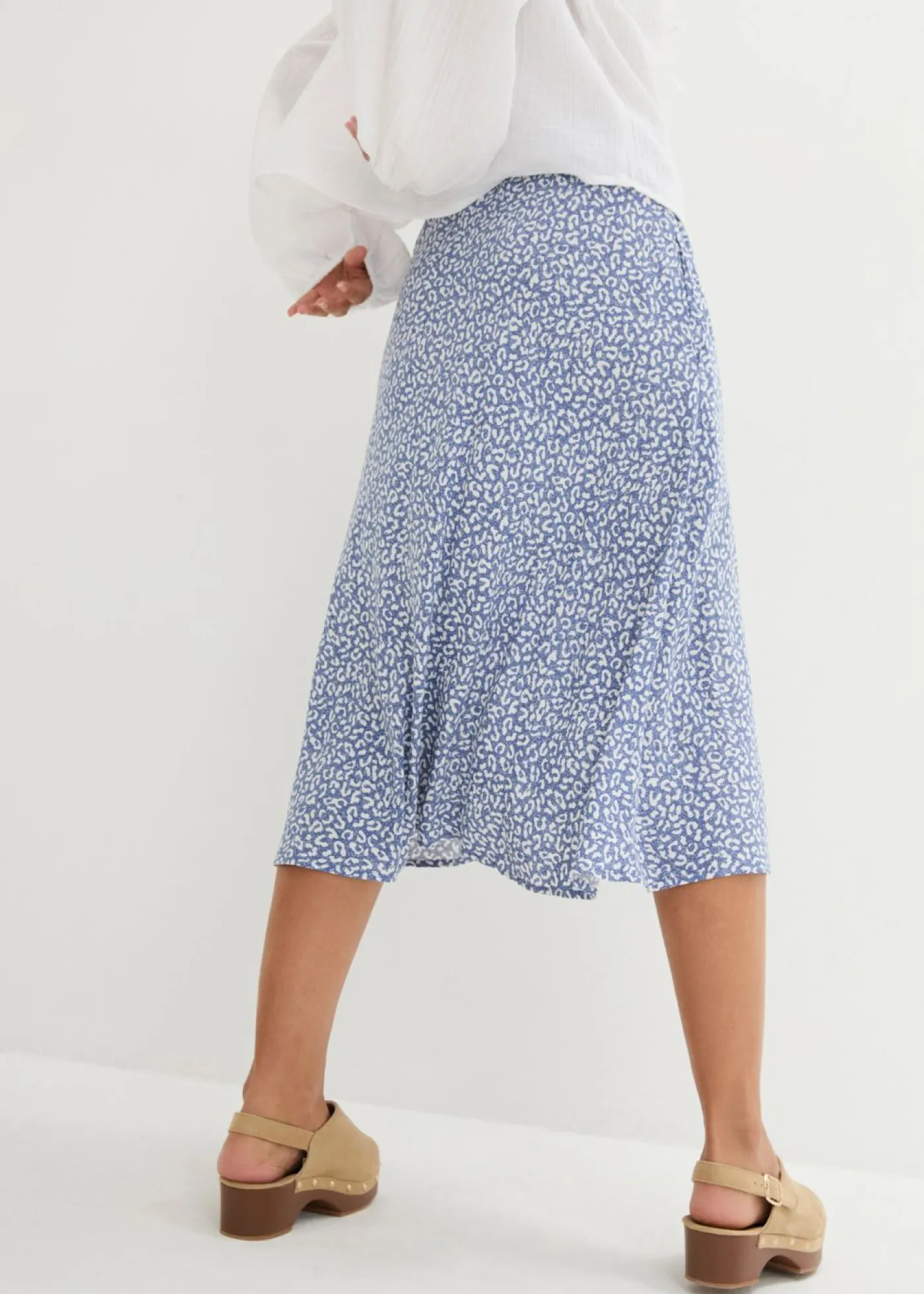 New Falda de viscosa hasta la rodilla con bolsillos y cintura cómoda Mujer Faldas