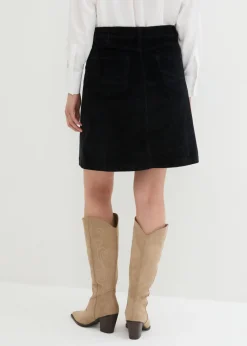 Falda elástica de pana con botones Mujer Faldas