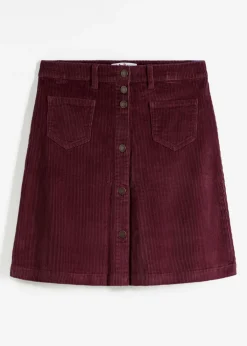Falda elástica de pana con botones Mujer Faldas