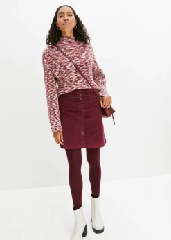 Falda elástica de pana con botones Mujer Faldas