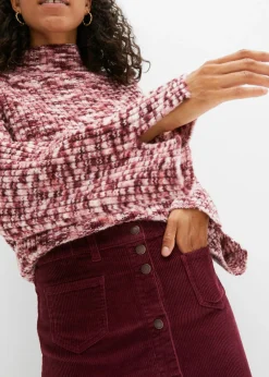 Falda elástica de pana con botones Mujer Faldas