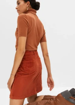 Outlet Falda elástica de pana con botones Mujer Faldas