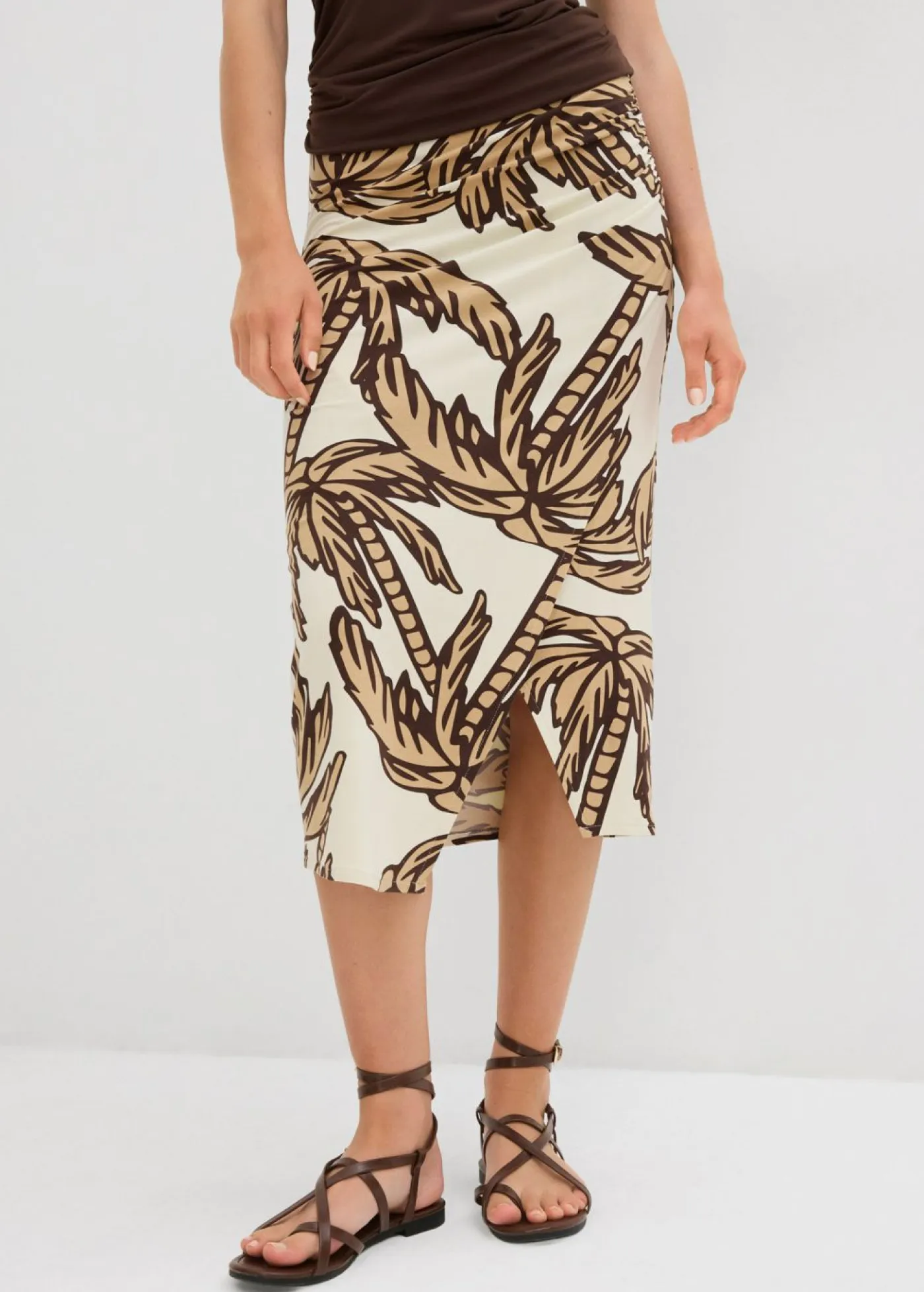 Clearance Falda estampada de punto de mezcla de viscosa suave Mujer Faldas
