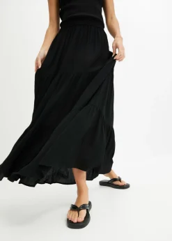 Outlet Falda larga a capas de viscosa estructurada Mujer Faldas