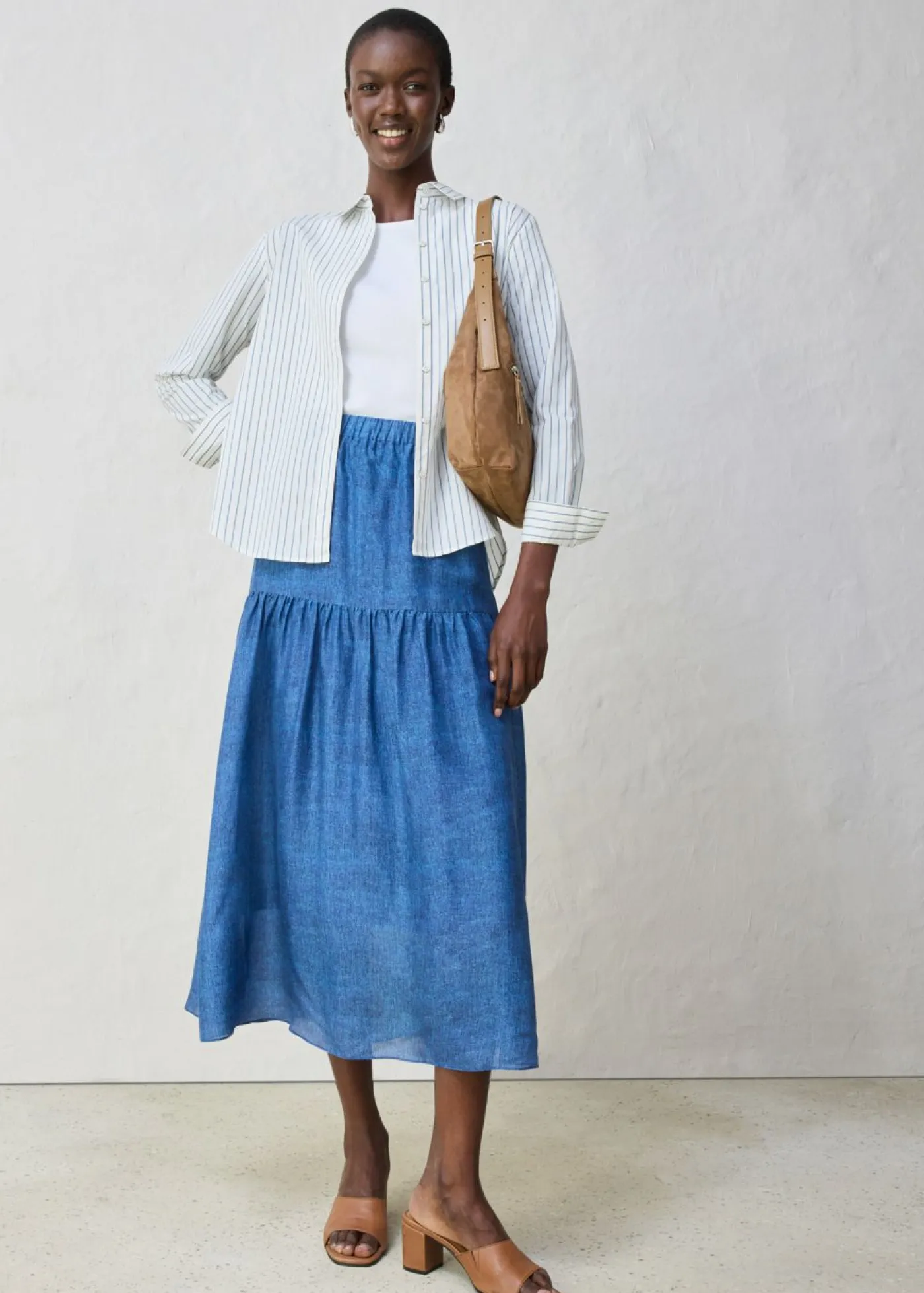 Discount Falda larga con contenido de seda Mujer Premium|Faldas