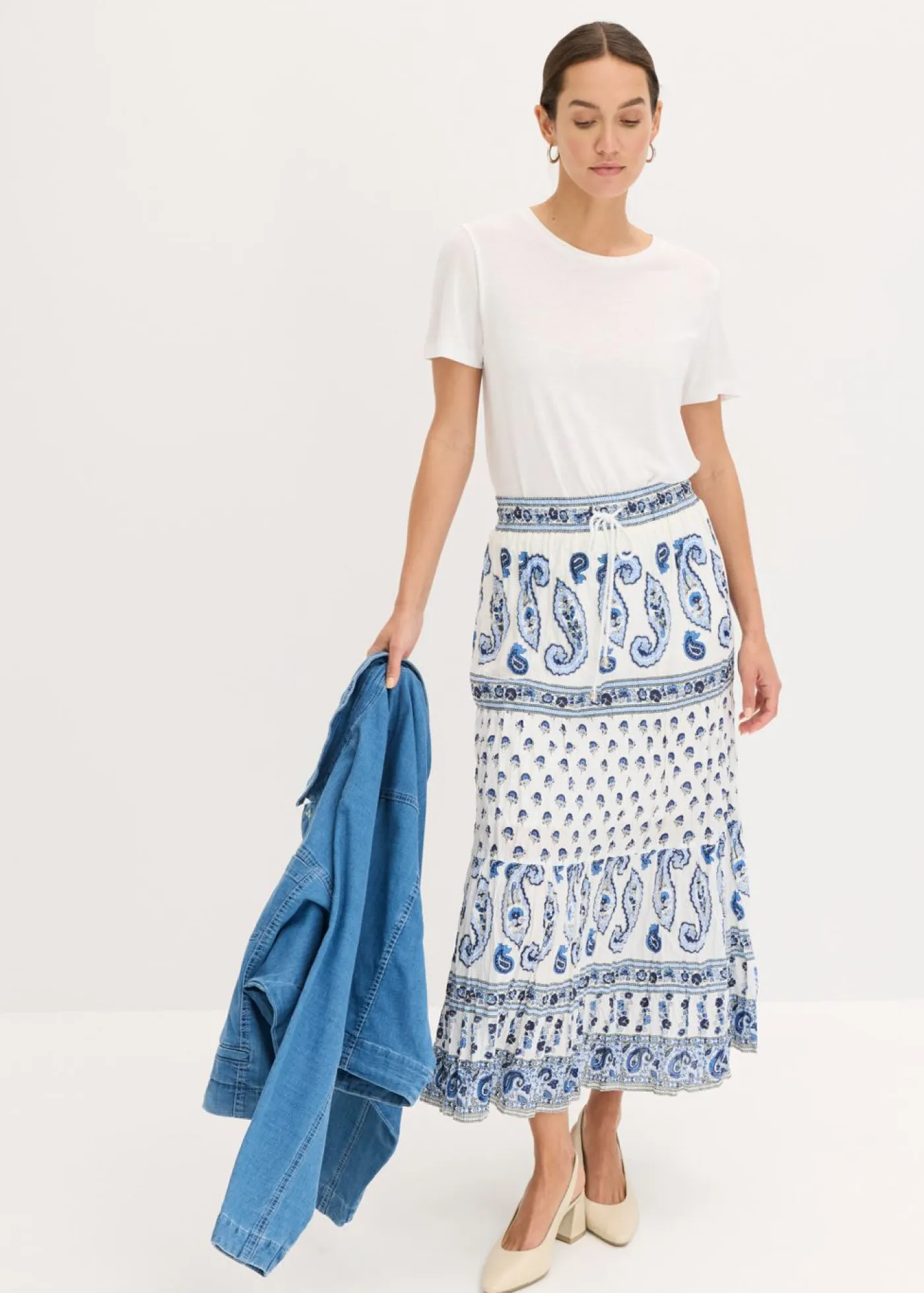 Clearance Falda larga de algodón puro Mujer Faldas|Novedades