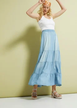 Outlet Falda larga de capas de TENCEL鈩 Mujer Faldas