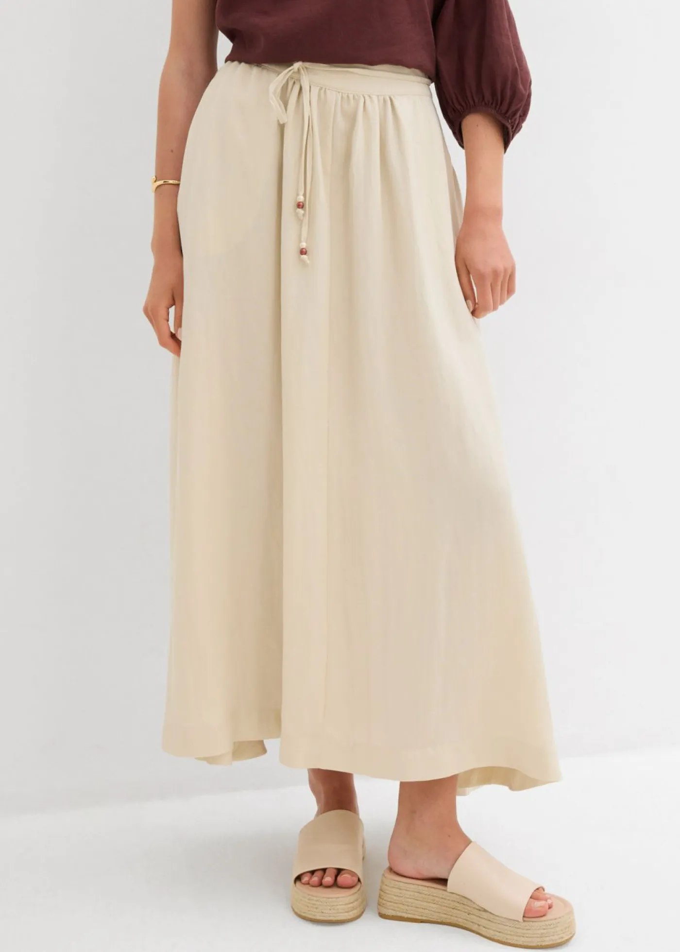 Outlet Falda larga de mezcla de lyocell fluido Mujer Faldas