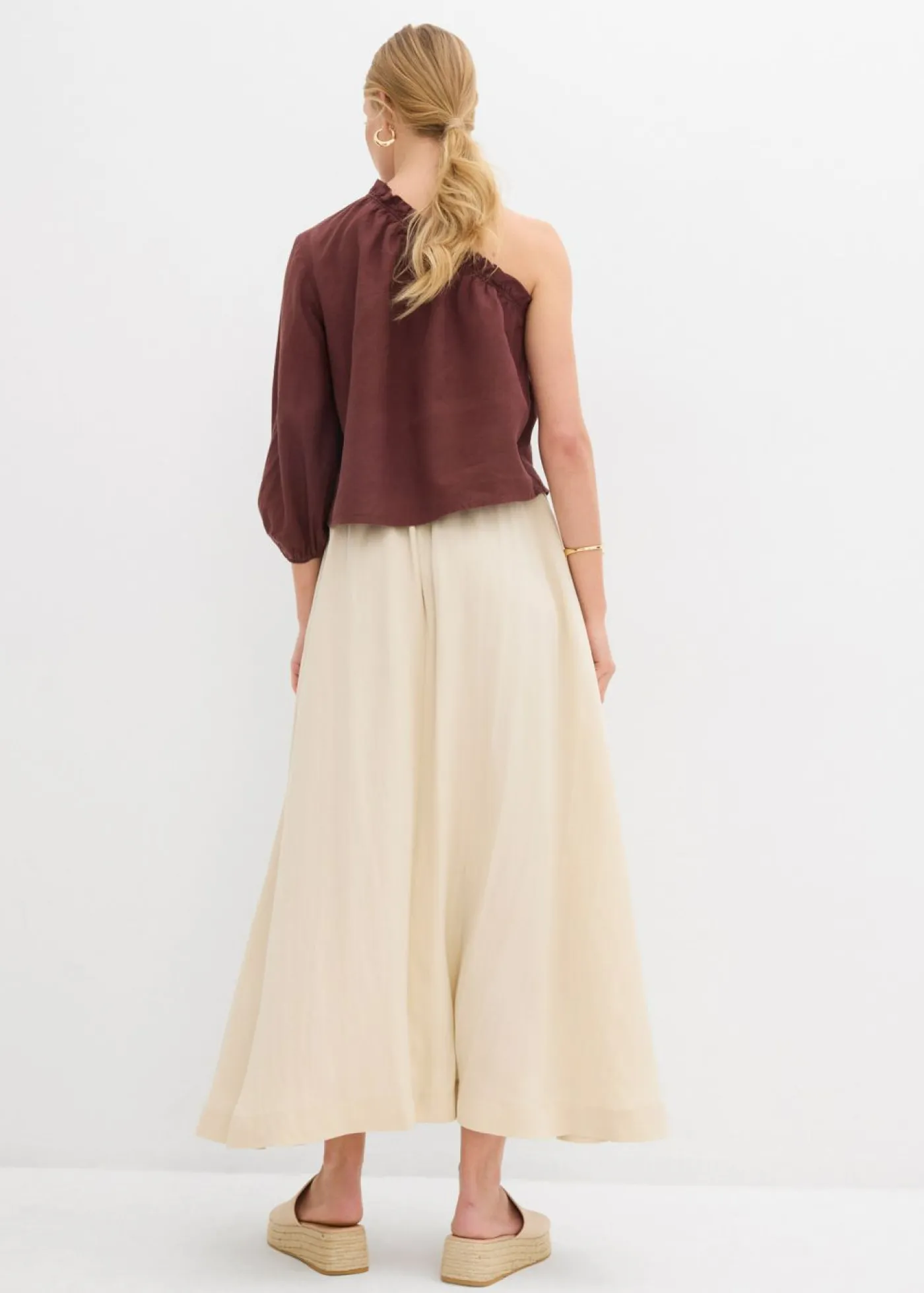 Outlet Falda larga de mezcla de lyocell fluido Mujer Faldas