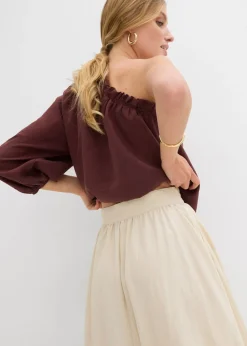 Outlet Falda larga de mezcla de lyocell fluido Mujer Faldas