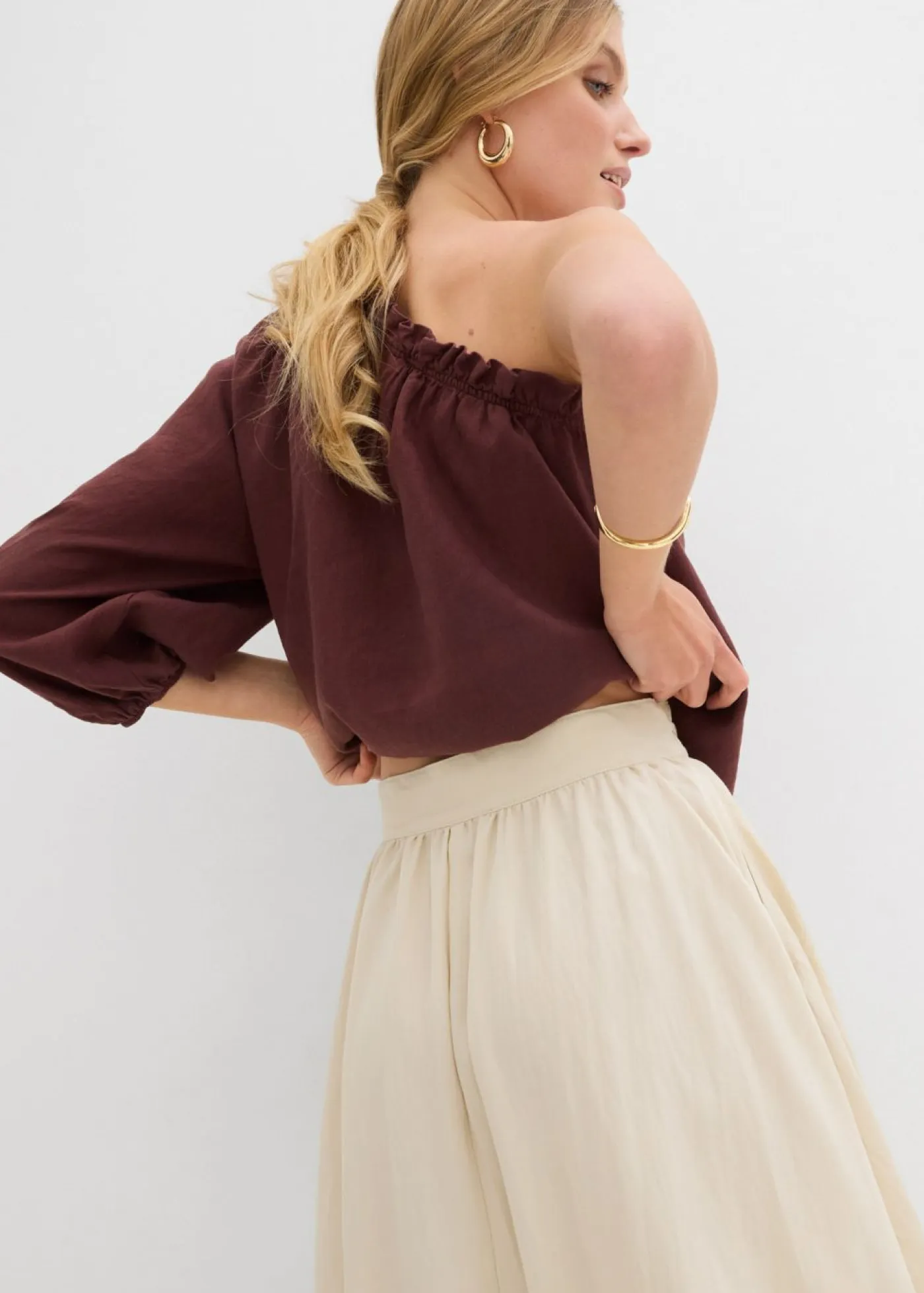 Outlet Falda larga de mezcla de lyocell fluido Mujer Faldas