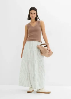 Clearance Falda larga de rayas de algodón puro Mujer Faldas