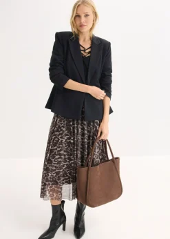 Sale Falda midi acampanada con malla Mujer Faldas|Novedades