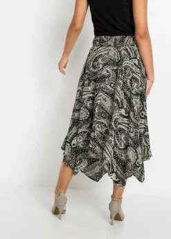 Falda midi asimétrica de viscosa pura Mujer Faldas