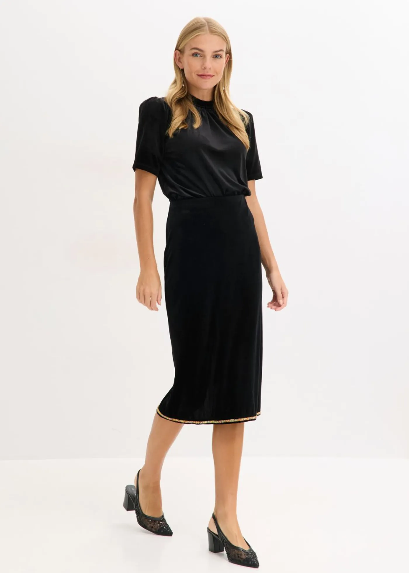 Best Falda midi con piedras brillantes Mujer Faldas