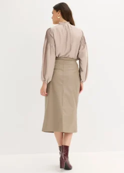 Hot Falda midi cruzada de piel sintética Mujer Faldas