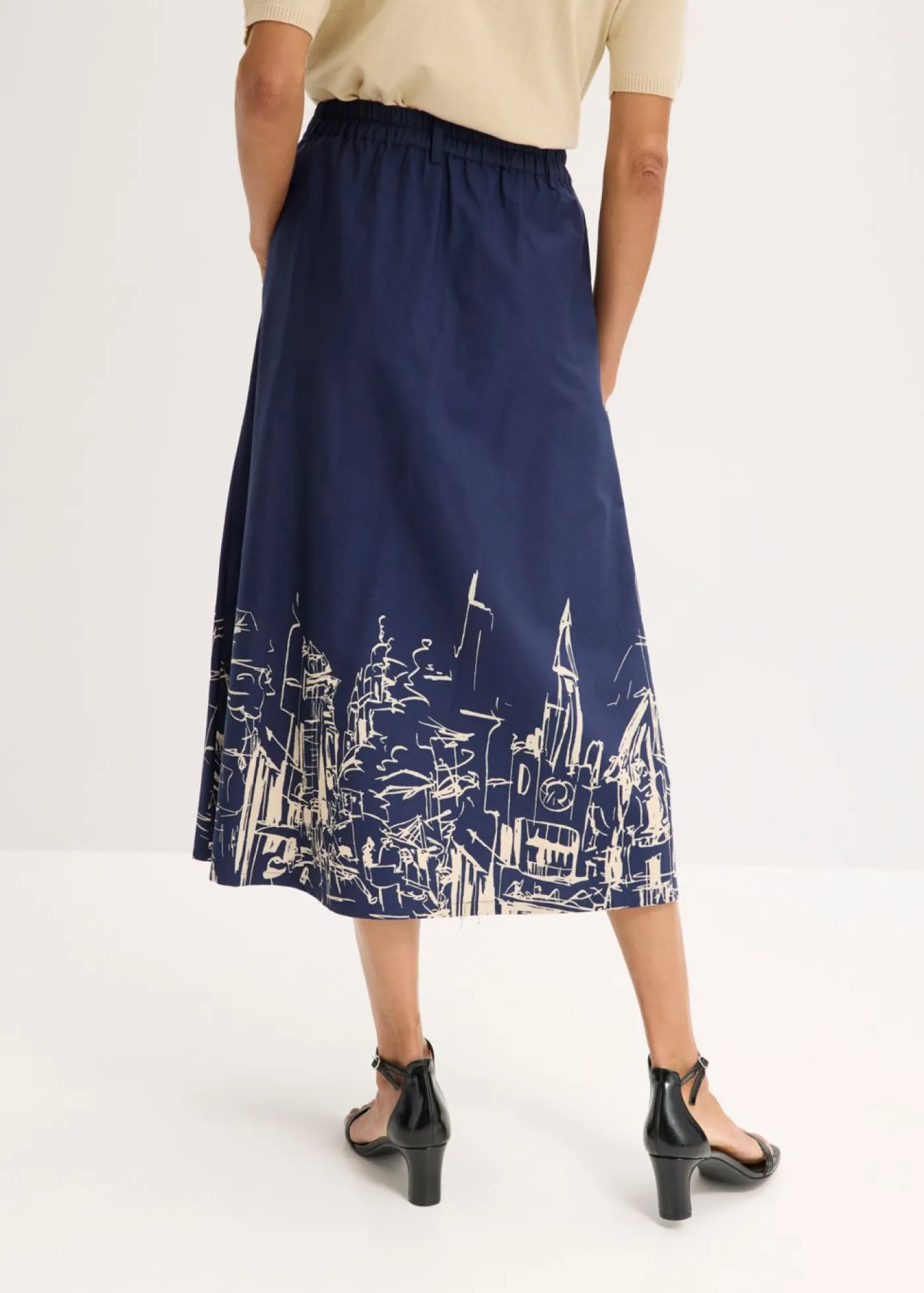 Outlet Falda midi de algodón orgánico puro Mujer Faldas
