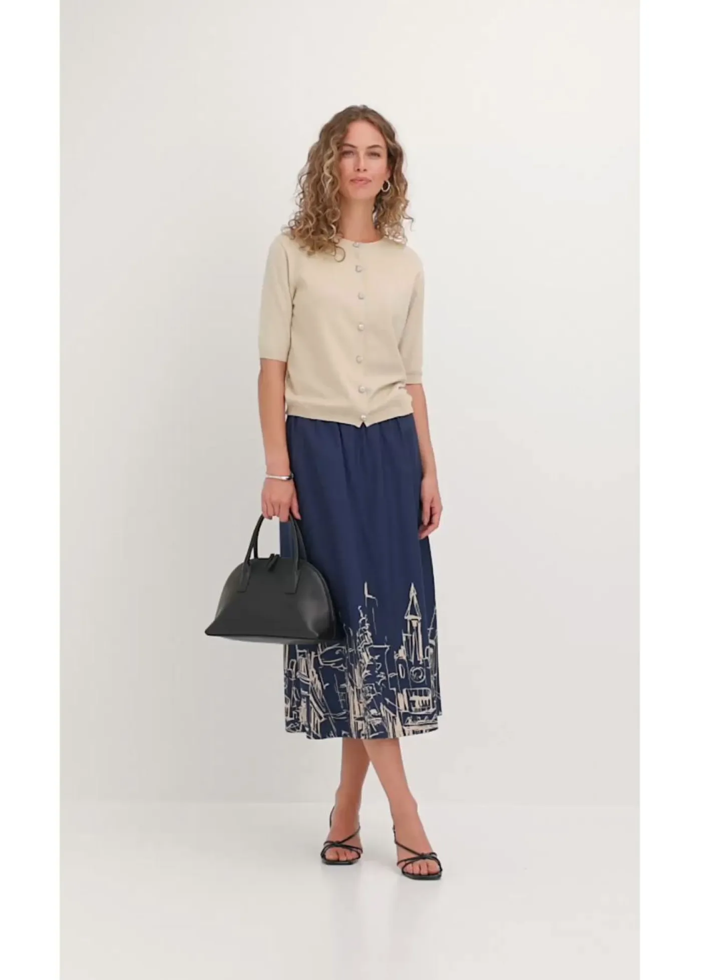 Outlet Falda midi de algodón orgánico puro Mujer Faldas