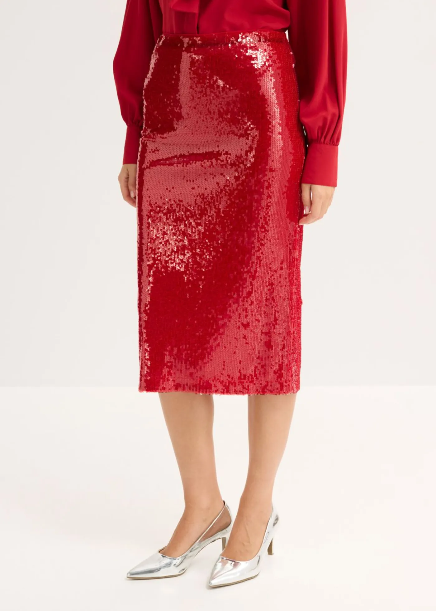 New Falda midi de lentejuelas Mujer Faldas