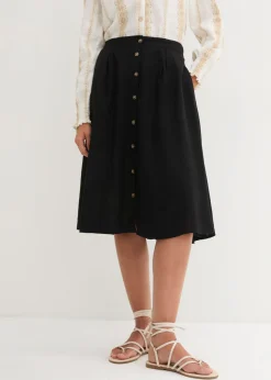 Clearance Falda midi de lino Mujer Faldas