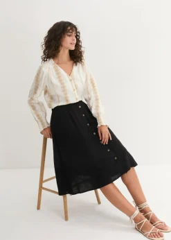 Clearance Falda midi de lino Mujer Faldas