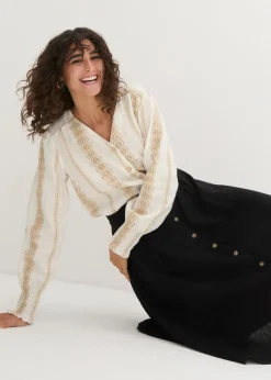 Clearance Falda midi de lino Mujer Faldas