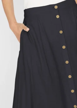 Clearance Falda midi de lino Mujer Faldas