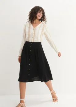 Clearance Falda midi de lino Mujer Faldas