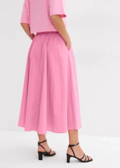 Outlet Falda midi de mezcla de algodón elástico Mujer Faldas|Novedades