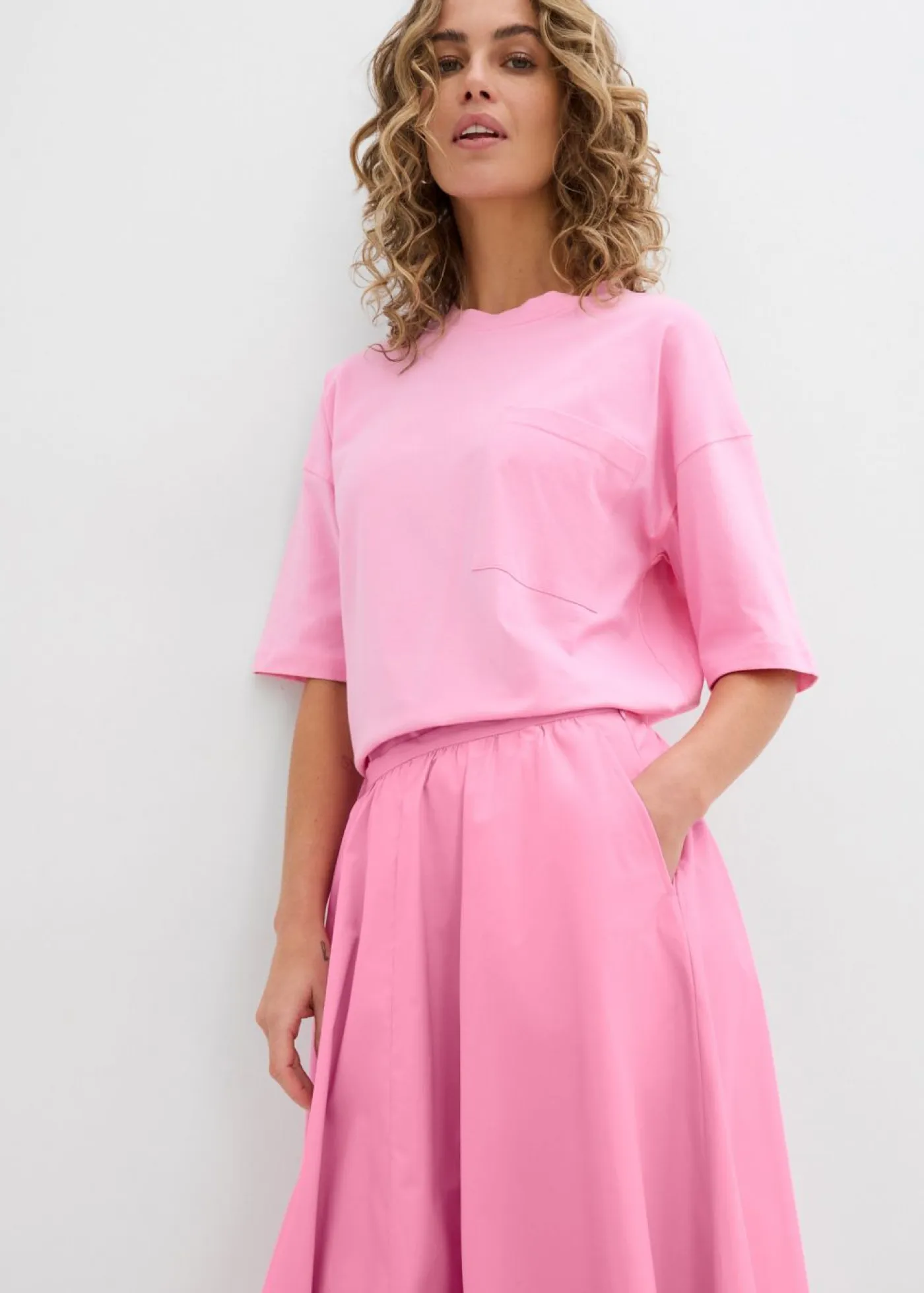 Outlet Falda midi de mezcla de algodón elástico Mujer Faldas|Novedades