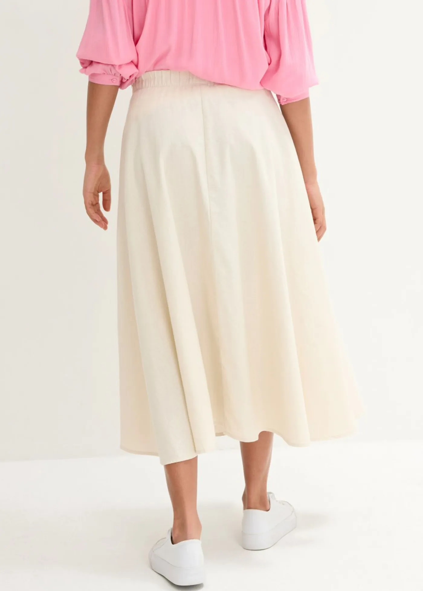 Outlet Falda midi de mezcla de lino Mujer Faldas